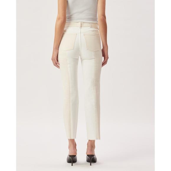 NEW DL1961 - WOMEN'S patti straight high rise ankle pant in ecru blocked - Picture 2 of 4